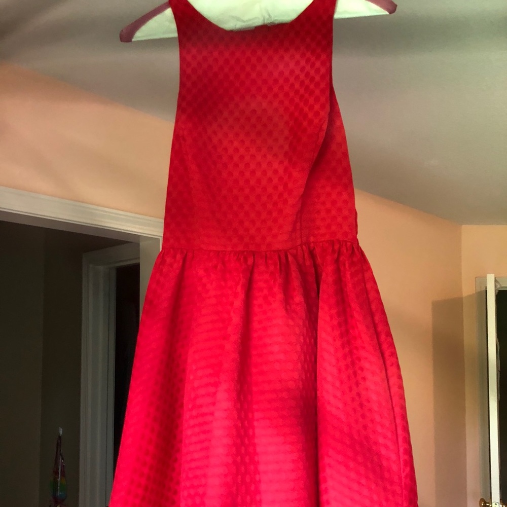Red polka dot formal dress